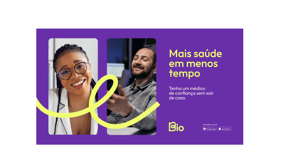 Banner com a nova identidade visual idealizada para BIO - consultoria de design e consultoria de inovação gerando Eficiência em produto digital - Soluções digitais inovadoras